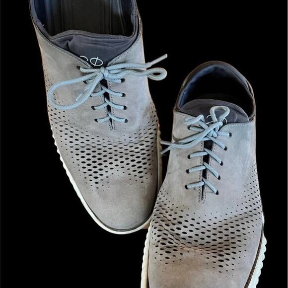 COLE HAAN Zero Grand 2.0, perforated leather gray Men's size 10 1/2 - Picture 1 of 9
